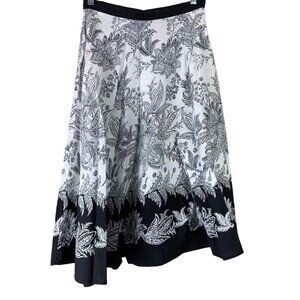 Medium Skirt Black White Floral A Line Knee Midi Length 100% Cotton Billy Gruff